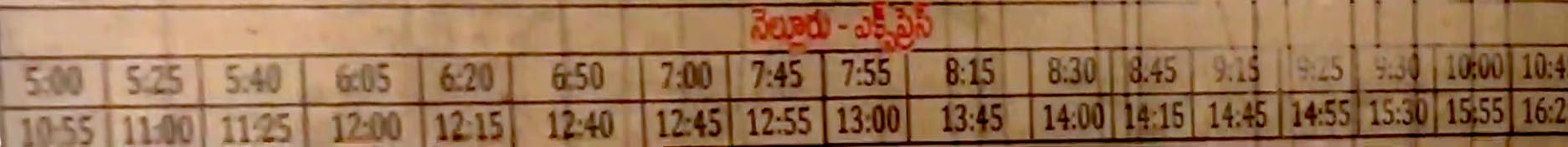 Badvel to Nellore Express Bus Timings