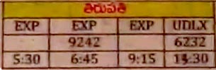 Badvel-to-tirupati-buses timings