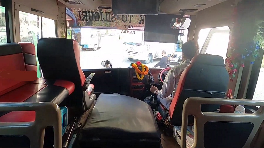 Driver-Cabin-View-of-AC-Bus-at-siliguri-bustand-Sikkim-state