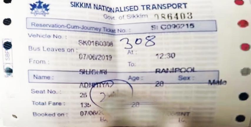 Siliguri to Gangtok Ticket
